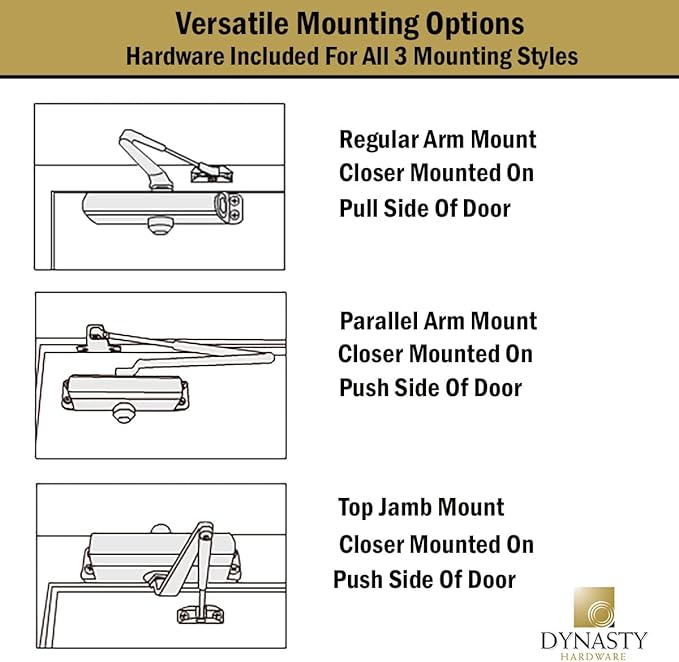 Dynasty Hardware Door Closer, Grade 1 Heavy Duty Commercial Hydraulic Closer & - Image 9