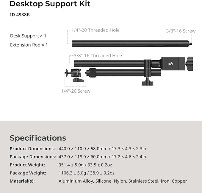 SMALLRIG Camera Desk Mount, Overhead Camera Arm Stand - Image 9