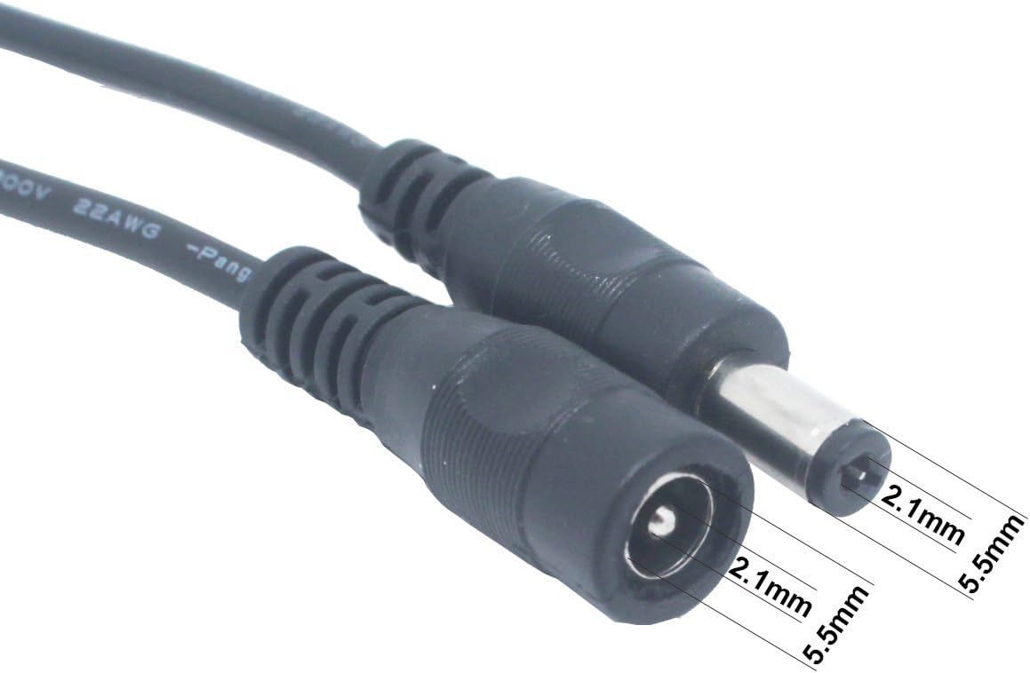 Extension Cable 20 awg 3.3 ft, Designed for Litever LL-008 Series Under Cabinet Lights. 5.5mm x 2.1mm Plugs, Male to Female, for 5~24VDC LED Light Strips, CCTV; for Maximum 3A or Less