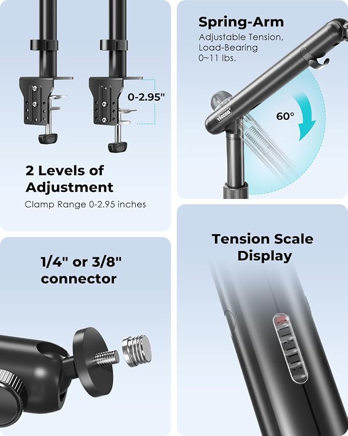 Viozon Overhead Camera Mount, Overhead Phone Stand, Flexible Aluminum Alloy - Image 6