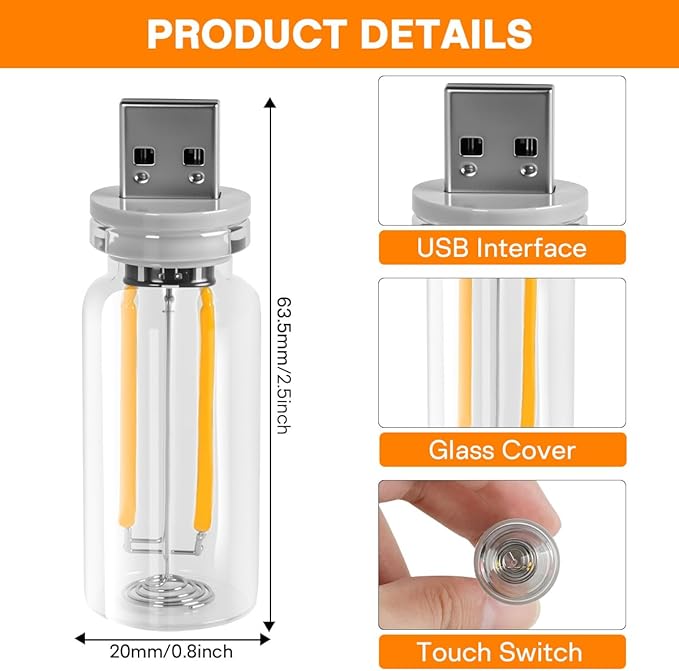 2PCS USB Lights, Retro Automotive Atmosphere Decor Lamp, Car Interior Touch - Image 6