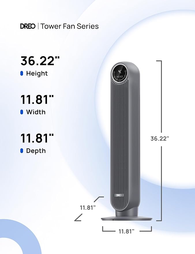 Dreo Tower Fan for Bedroom, 25ft/s Velocity Quiet Floor Fan, 90° Oscillating - Image 8