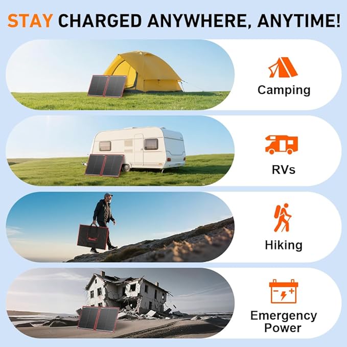 DOKIO 100W Portable Foldable Solar Panel Kit, - Image 9
