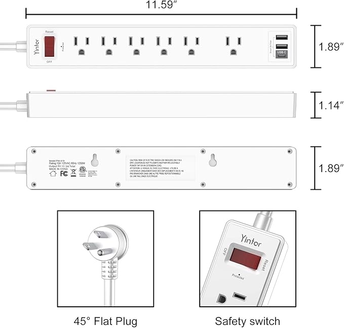 10 Ft Power Strip Surge Protector - Image 7