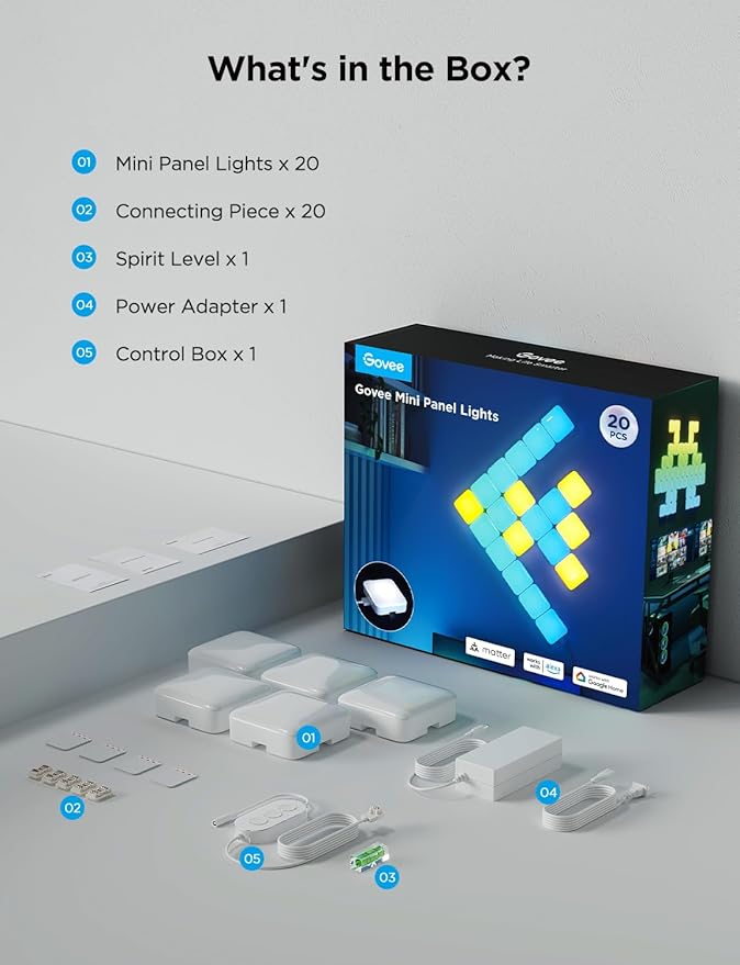 Govee Mini Panel Lights, RGBIC Wall Lights, Smart LED Wall Panels, Works - Image 9