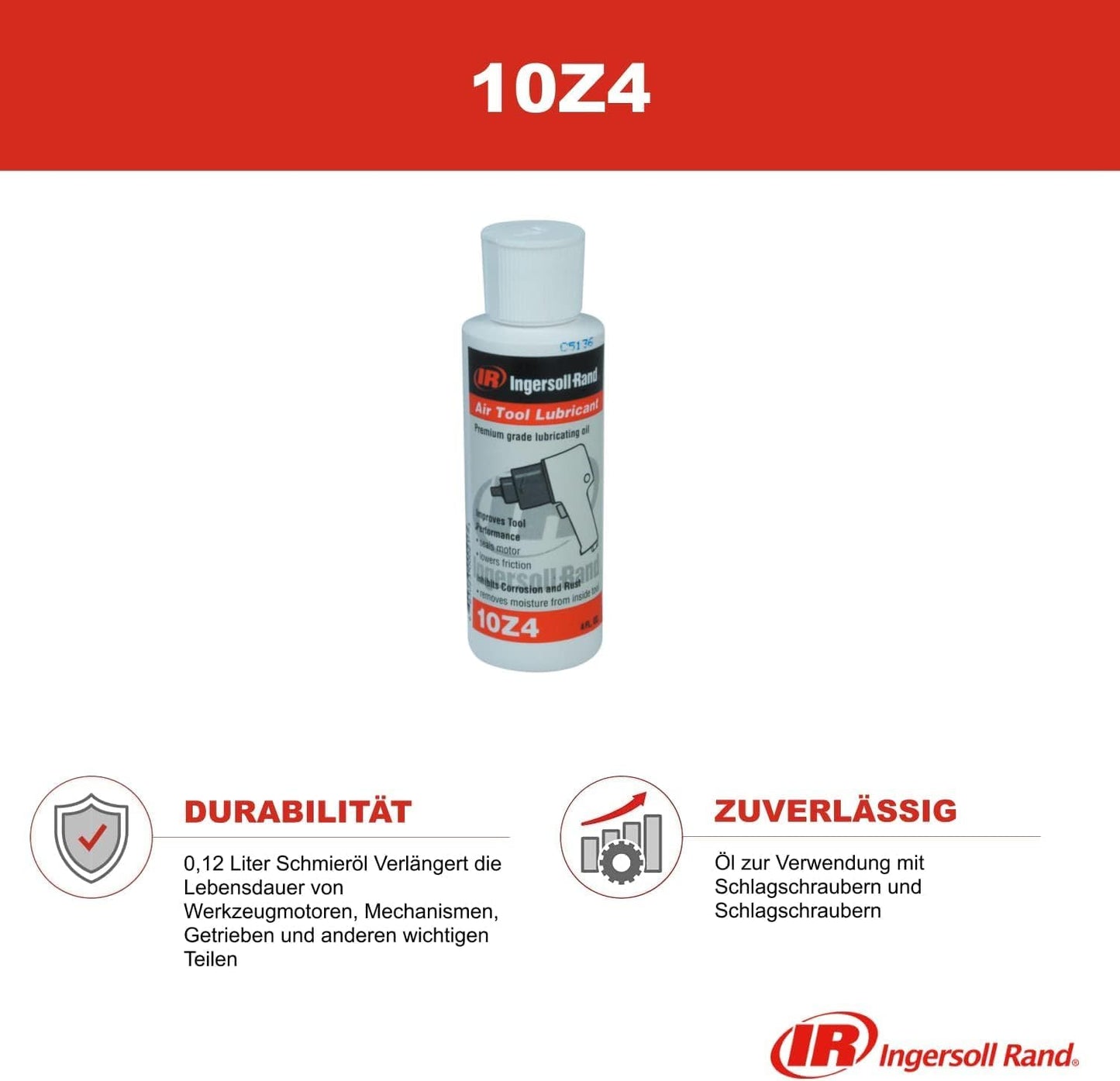 Ingersoll Rand 10Z4 Air Tool Lubricant | Formulated to lubricate pneumatic tools for reliable operation and extended service life, 4-ounce bottle