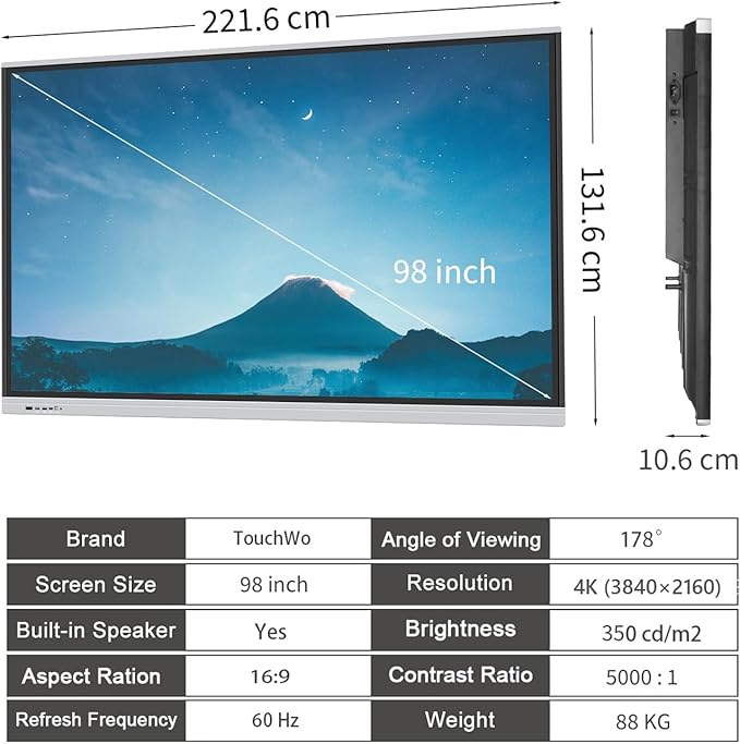 TouchWo 98" Touchscreen Monitor Smart Board, 4K Interactive Presentation - Image 7