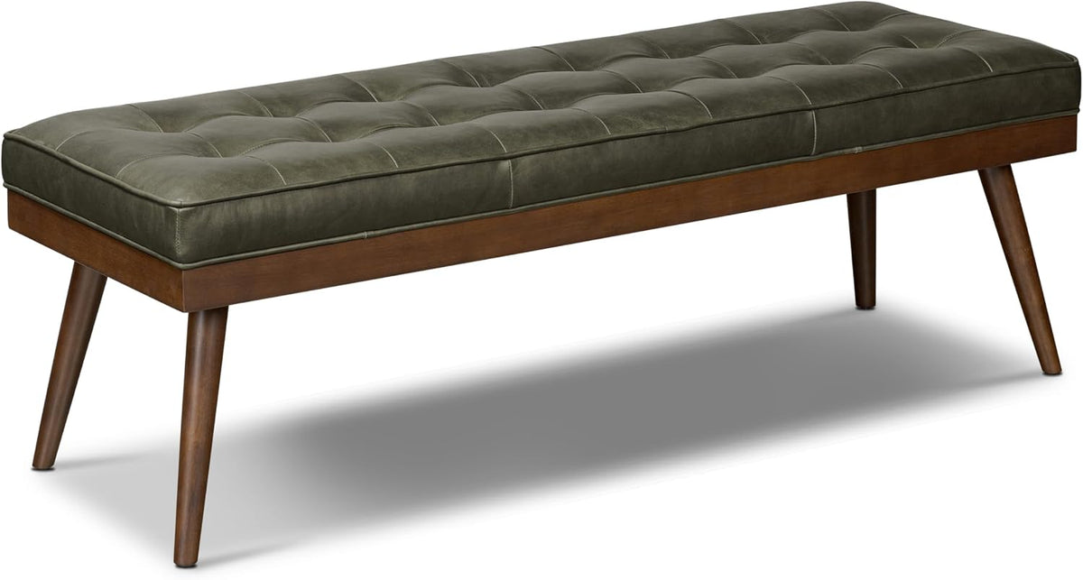 poly & bark 55" tufted leather bed bench, main product view