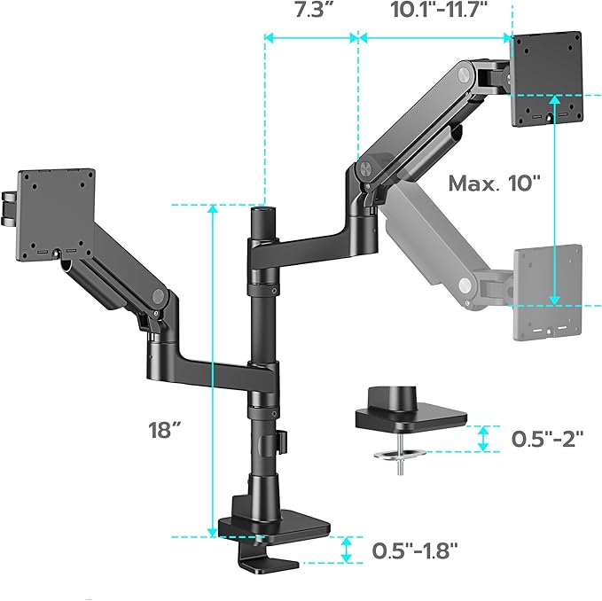 ARES WING Dual Monitor Arm Desk Mount - Image 9