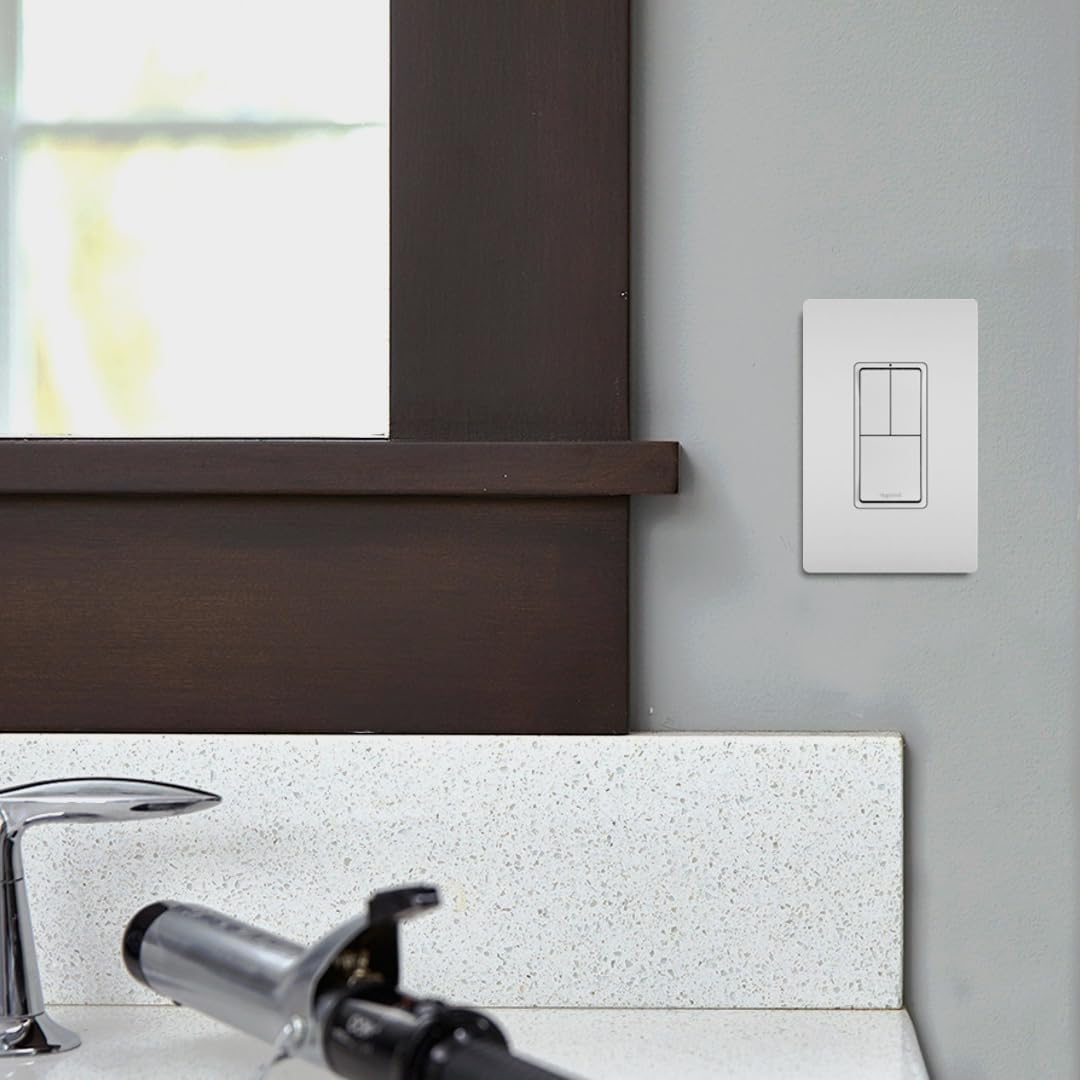 Legrand Radiant RCD113WCC6 15 Amp Combination 3-in-1 Decorator Rocker Light Switch, Two Single Pole Switches and One 3-Way Switch, White (4 Pack)
