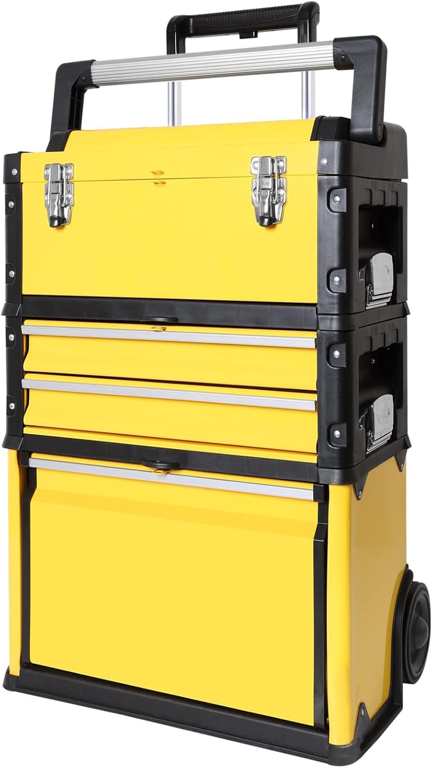 stackable rolling tool box portable metal toolbox organizer, main product view