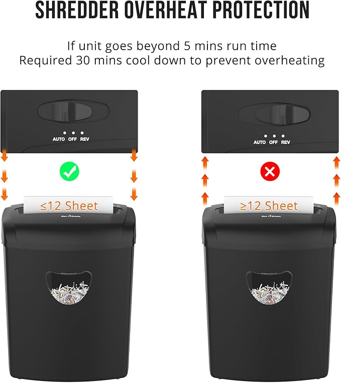 SUNTIKO 12-Sheet Cross-Cut Paper Shredder, P-4 Security Level - Image 7