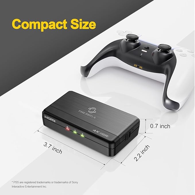 SHERRIVA 4K HDMI Splitter 1 in 2 Out – 4K@60Hz, 1080p@240Hz, HDMI 2.0, - Image 7