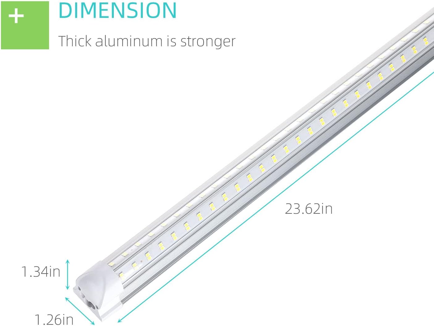 LED Shop Light 2FT 25W 3100lm Super Bright 6500K V-Shape 2 Pack | Clear Cover Linkable T8 LED Fixture and Under Cabinet Lights for Workbench, Corded Electric with Built-in ON/Off Switch
