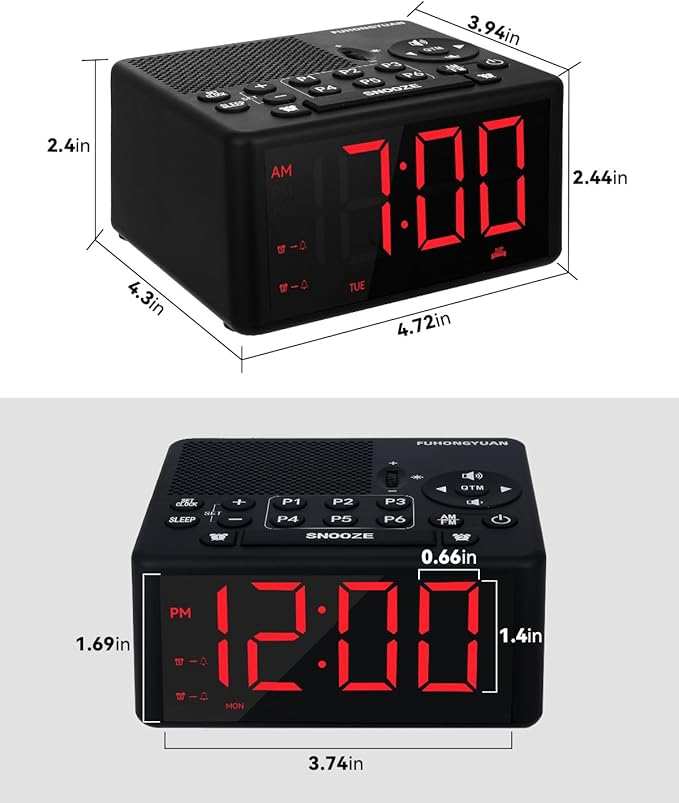 Digital Alarm Clock Radio with AM/FM Radio, Dual Alarms, Weekday / Weekend Alarm - Image 7