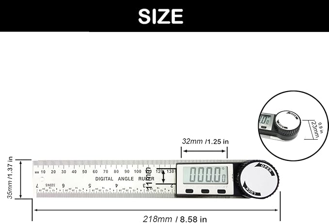 Digital Angle Finder, 2 in 1 Digital Angle Gauge 7 inch/200mm Stainless steel - Image 5