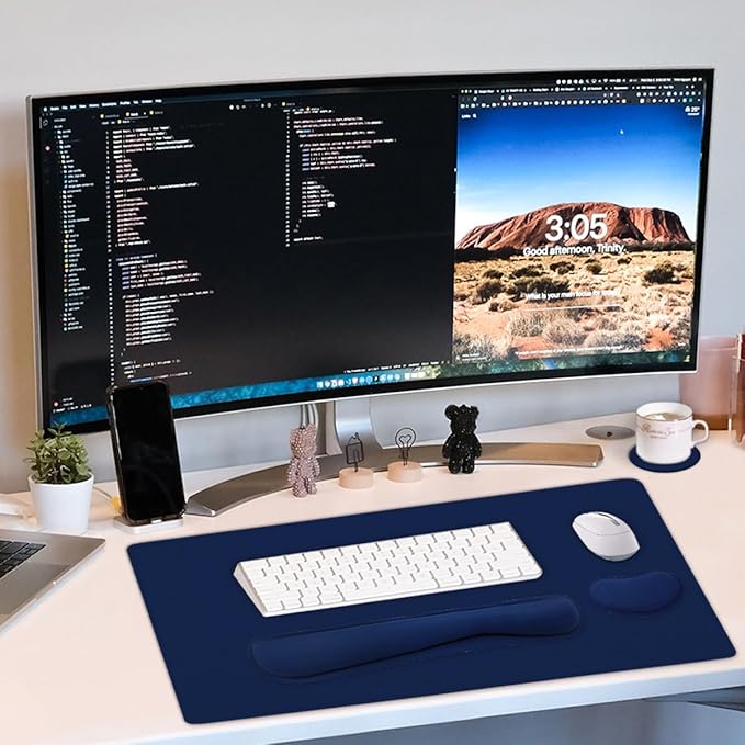 Large Keyboard Mouse Pad Set, Extended Mouse Pad+Keyboard Wrist Rest Support - Image 7