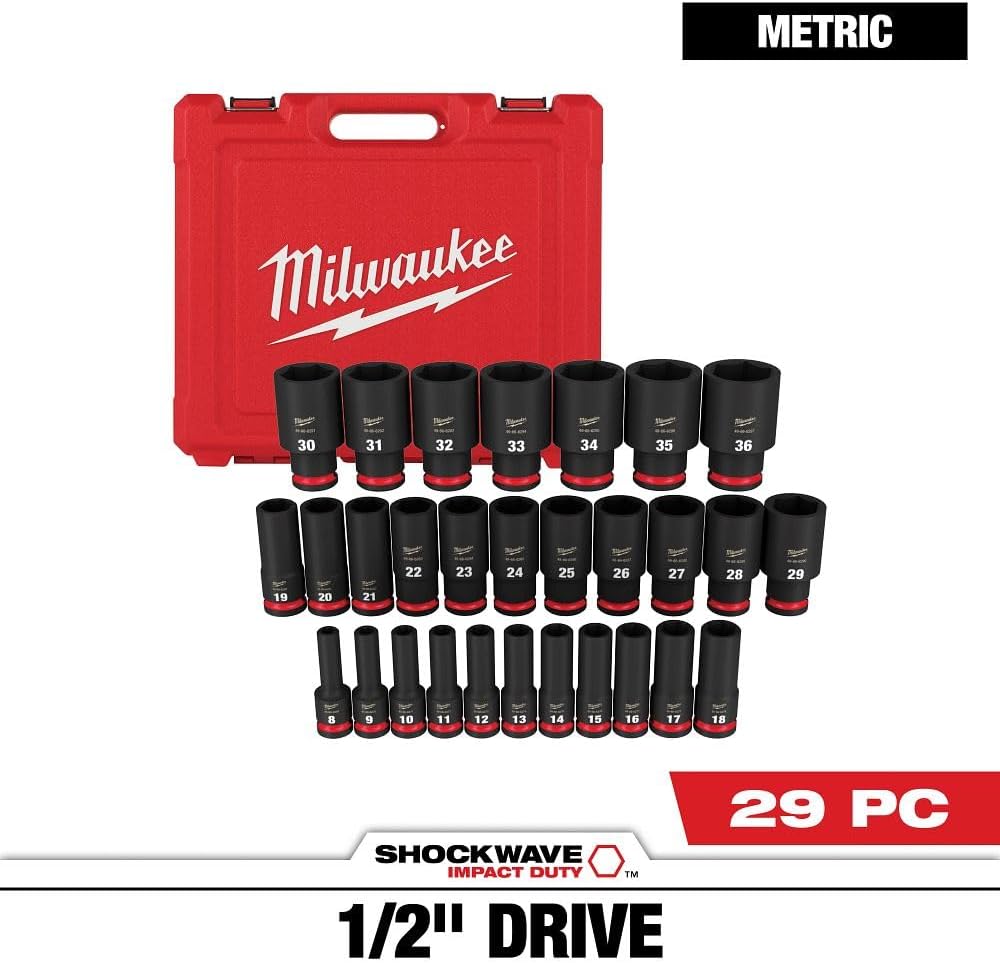 29 PC SHOCKWAVE Impact Duty™ 1/2" Drive Metric Deep 6 Point Socket Set 49-66-7015