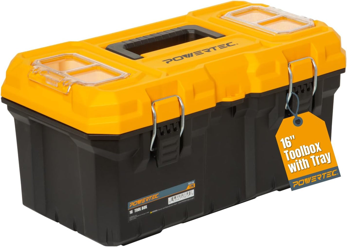 powertec 16-inch tool box with trays - lockable, main product view