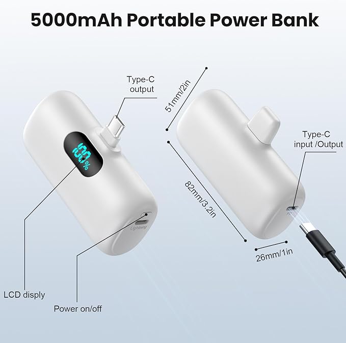 Mini Portable Charger USB C Power Bank, Upgraded 5000mAh PD Fast Charging - Image 7