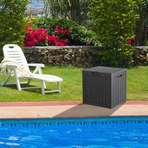 35 gallon resin deck box, waterproof outdoor storage, view 9