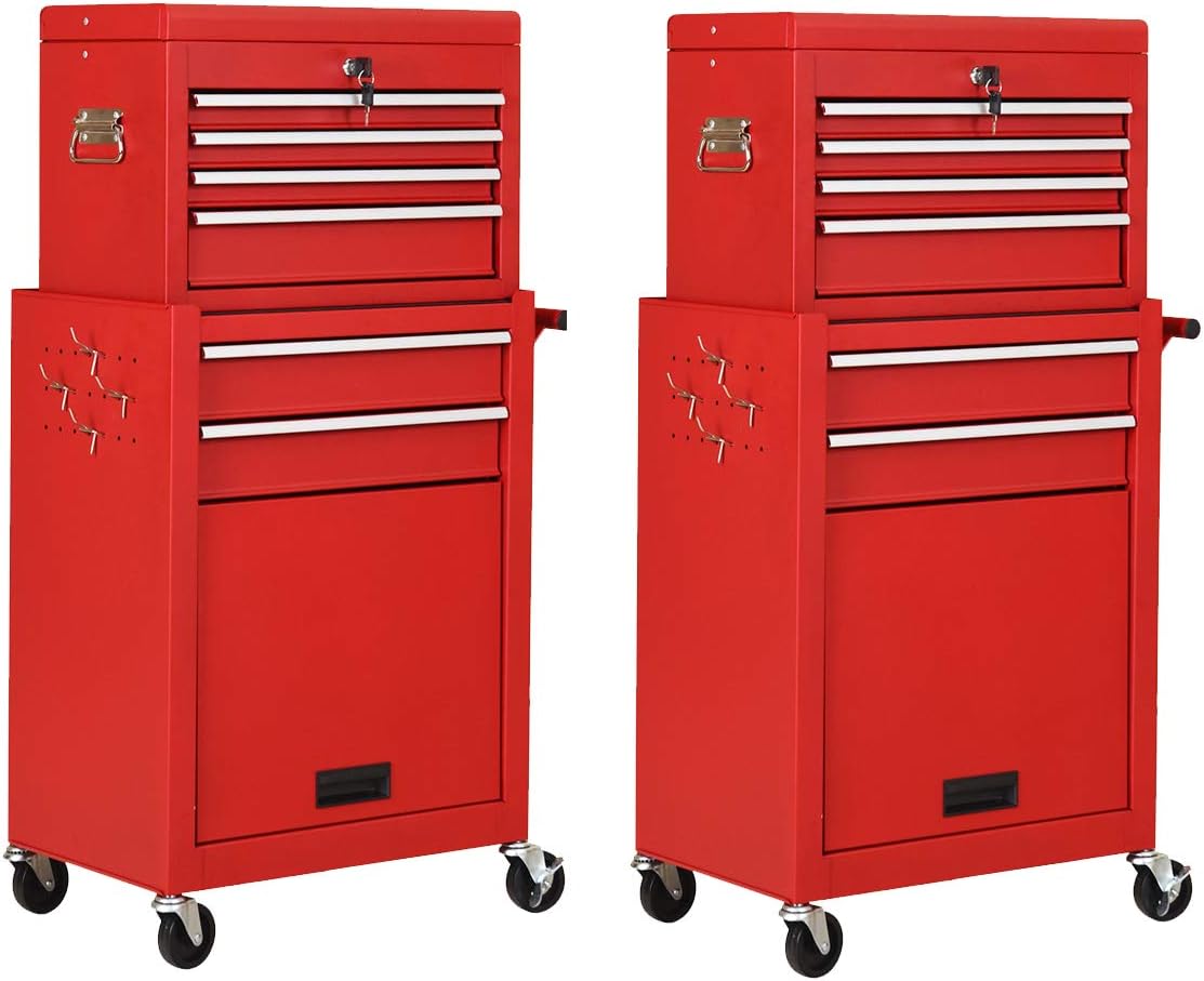 goplus 2pcs rolling tool chest, 6-drawer toolbox set, main product view