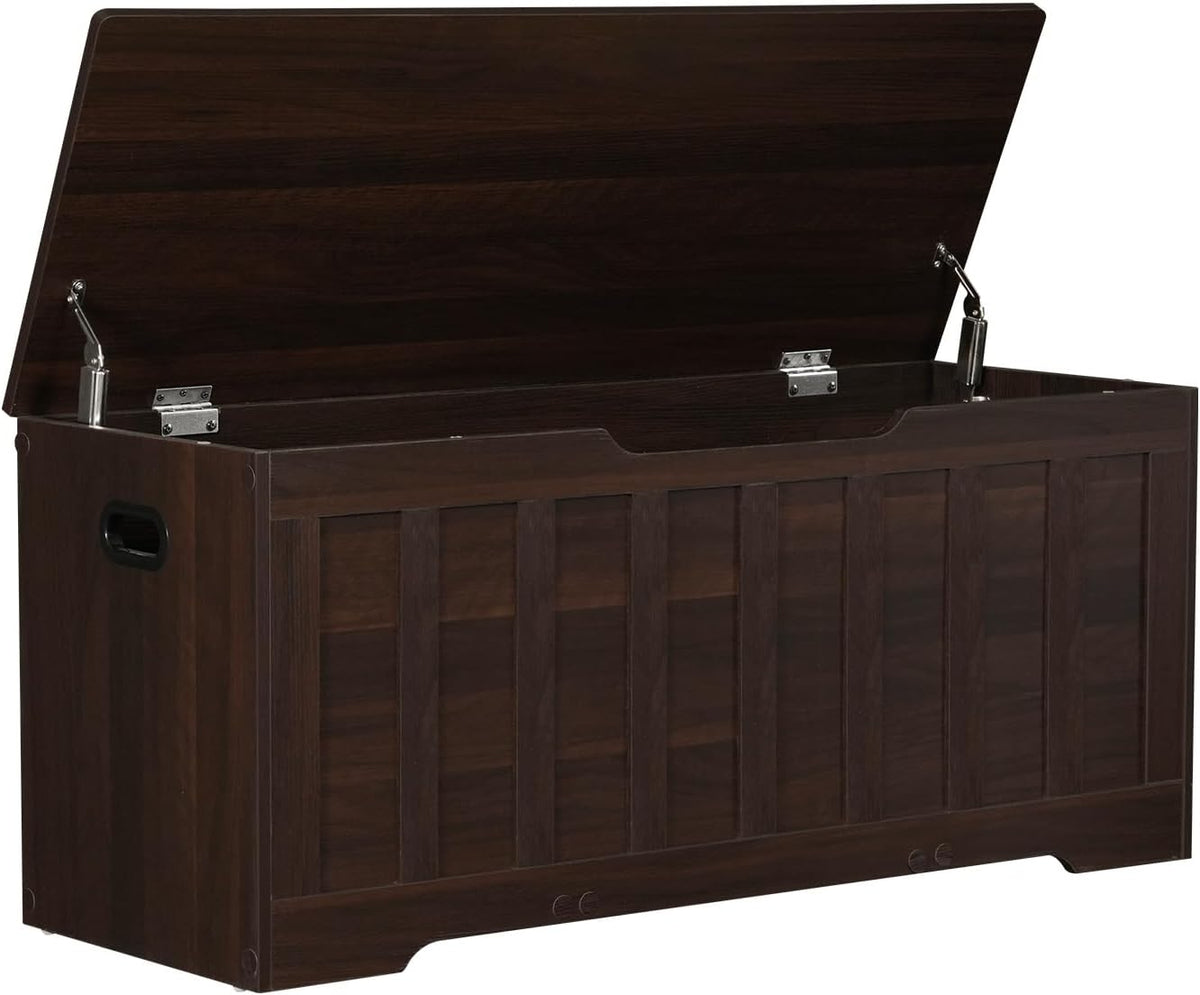 vankiley 43.3" storage chest extra large, storage bench.(espresso)., main product view
