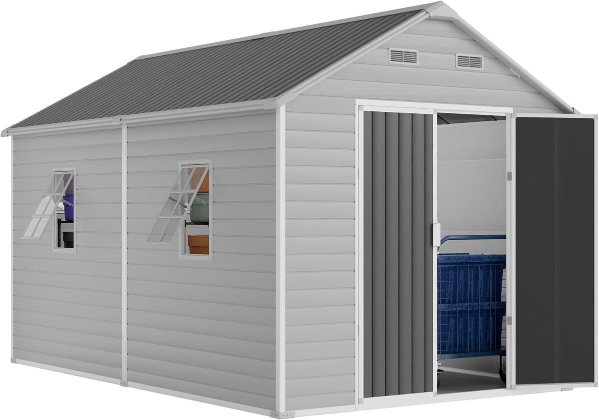 wacasa 8x12 ft resin plastic outdoor storage shed, main product view