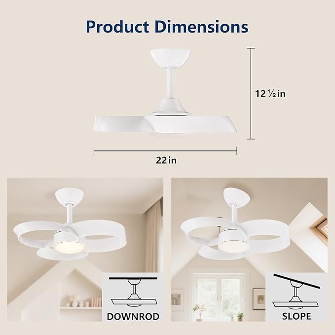 FANX 22 Inch Ceiling Fan with Light and Remote, Quiet DC Motor, Dimmable LED - Image 8