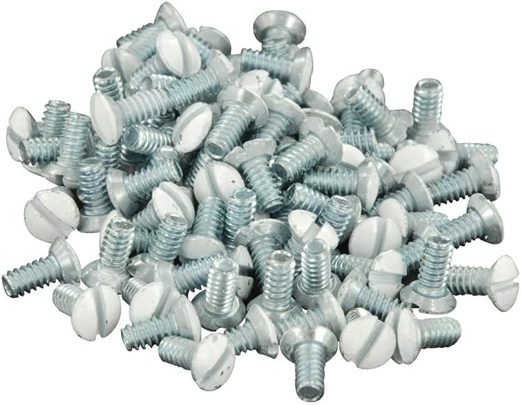 Leviton 88400-PRT 5/16in. Long 6-32 20 Pc. Thread Oval Head Milled Slot Replacement Wallplate Screw, White