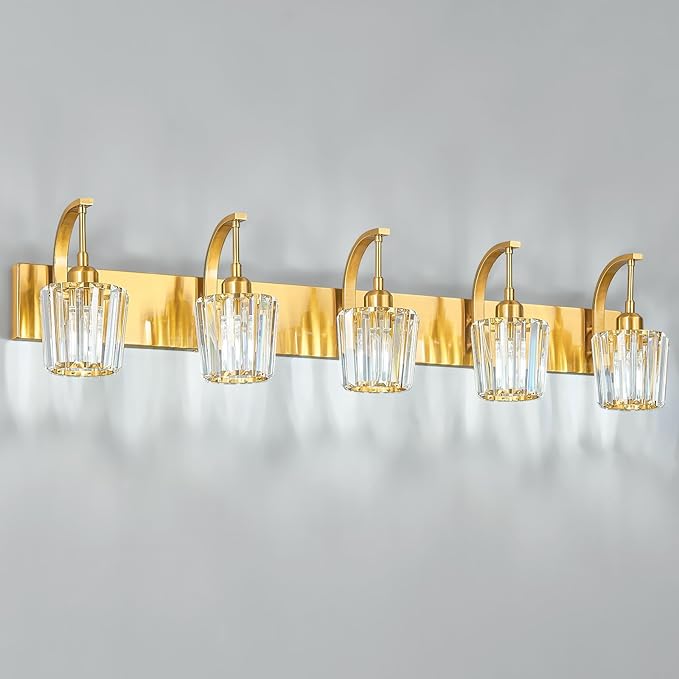FDPBY Modern Bathroom Vanity Light, 5-Light Gold Wall Sconce - Image 8