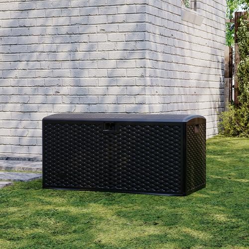 garvee 73 gallon waterproof large resin deck box, front angle view