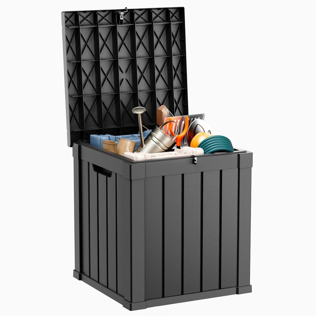 70 gallon resin deck box, outdoor storage box, main product view