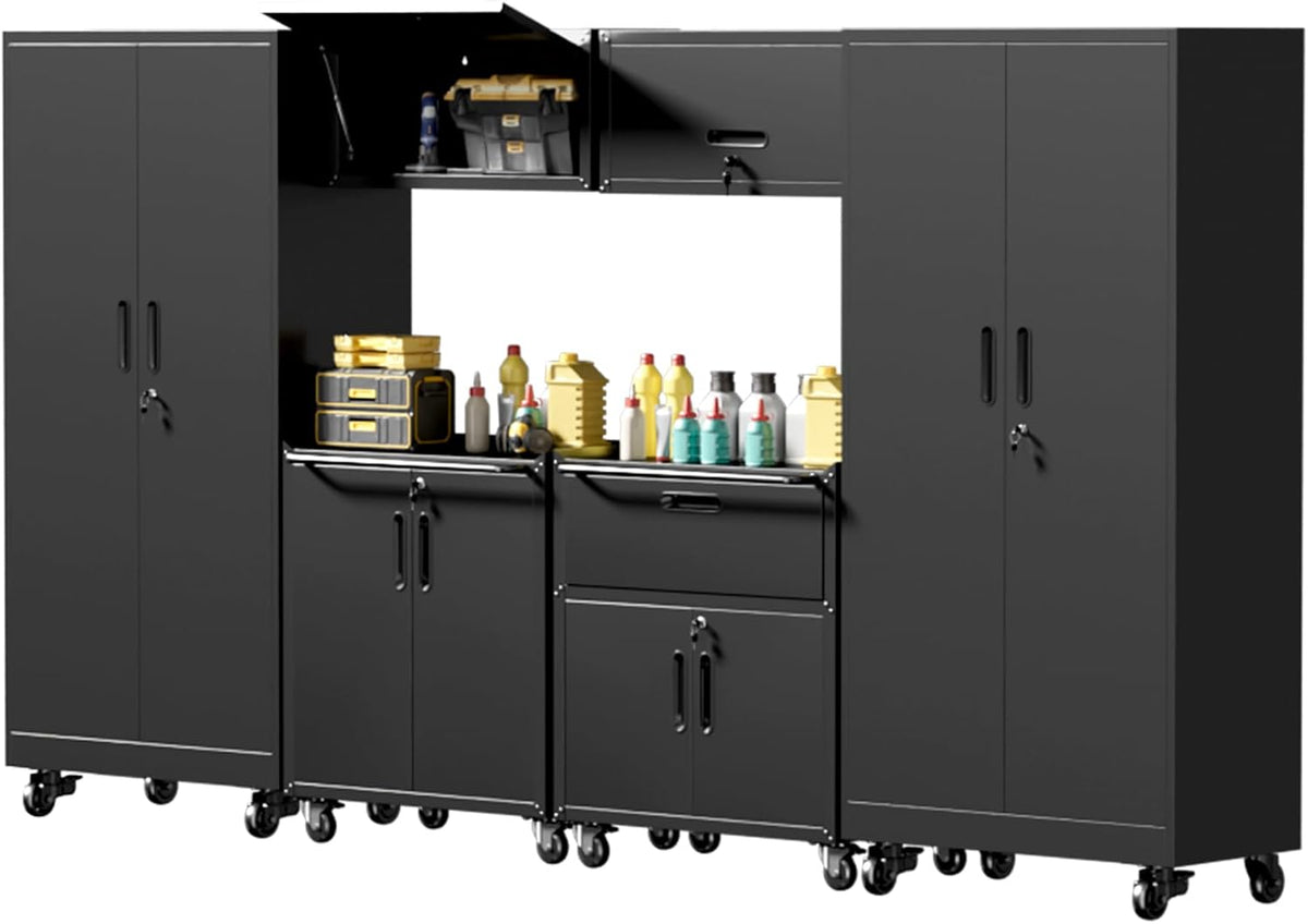 6-piece garage storage cabinets system heavy duty workshop, main product view