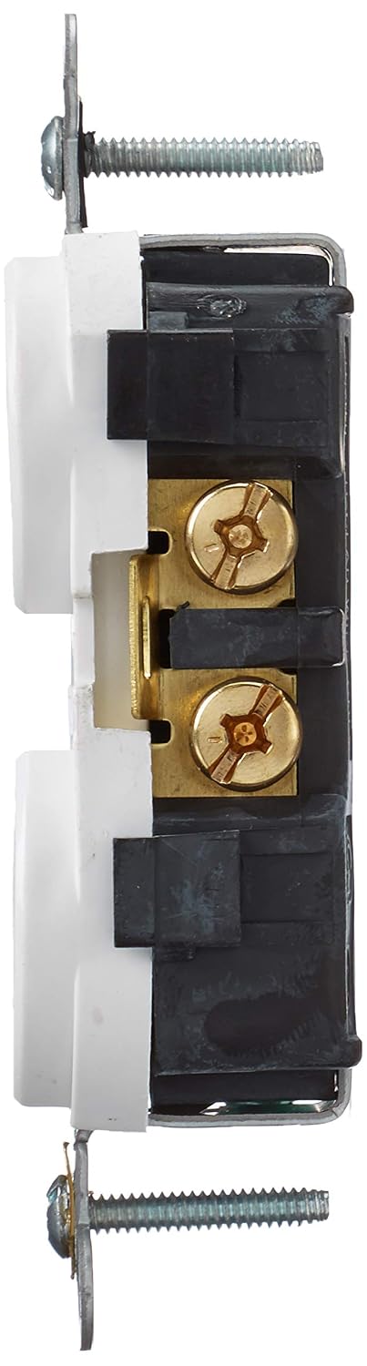 Leviton 5822-W Straight Blade Single Receptacle, 250 Vac, 20 A, 2 Pole, 3 Wire, White