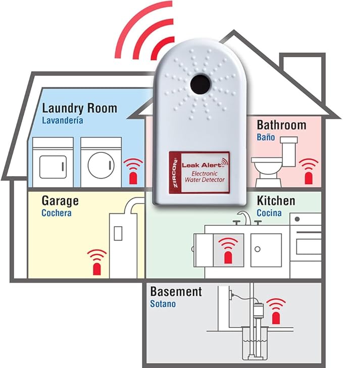 Zircon Leak Alert 3-Pack Water Detector Alarm – 90 dB Battery-Powered Leak & - Image 5