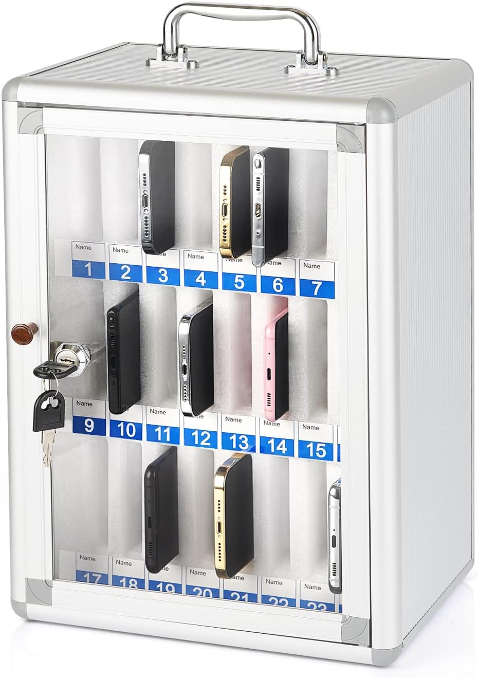 24 slots aluminum alloy cell phone locker, phone, main product view