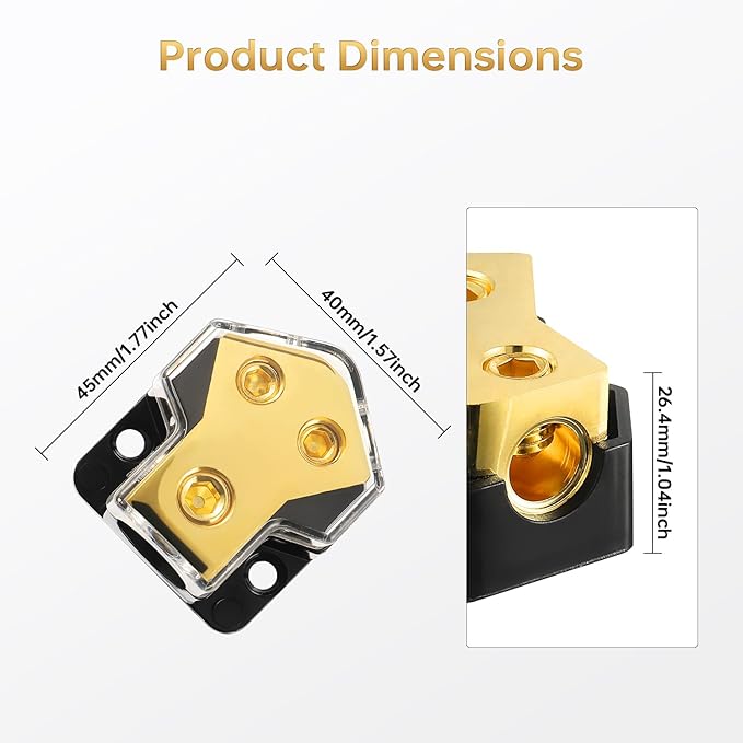 BOJACK 2 Way Splitter Amp Copper Power Distribution Block 0/2/4 AWG Gauge in - Image 6