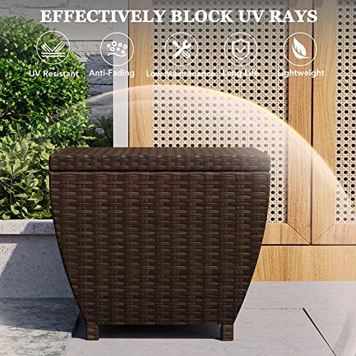 sundale pe wicker deck storage box, 13 gallon on a desk or shelf