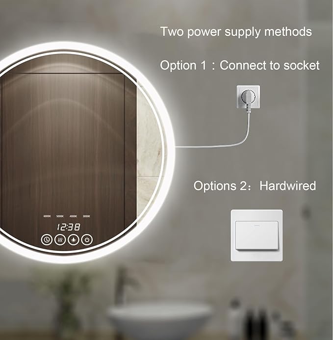24 Inch Wall-Mounted Round Bathroom Mirror - Image 8