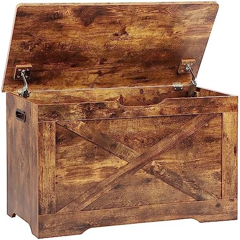 timberer 31.5" storage chest, wooden storage bench, entryway, view 9