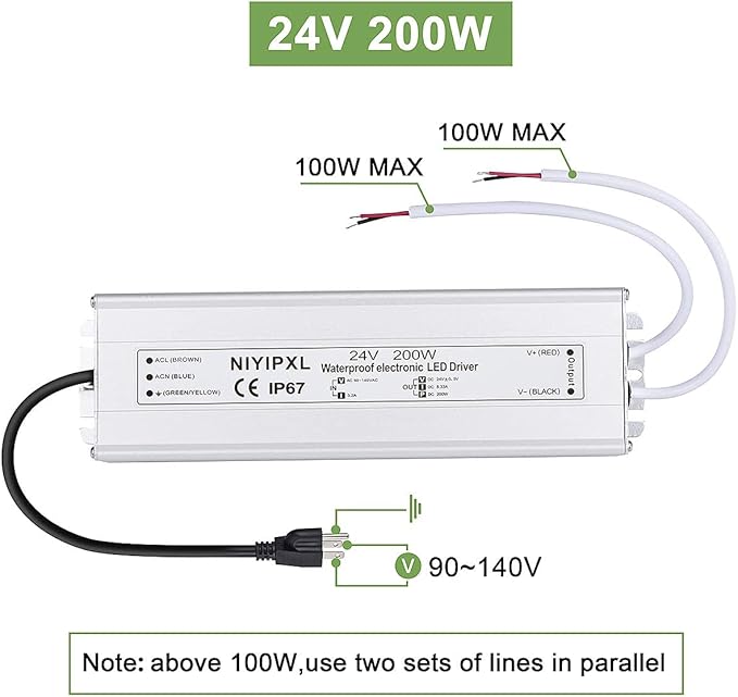 LED Driver 200 Watts 24V DC Low Voltage Transformer, Waterproof IP67 LED Power - Image 6