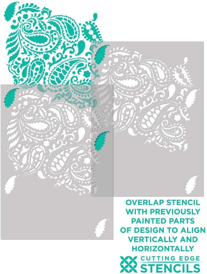 Paisley Allover Wall Stencil – Large Reusable Stencil for Painting Walls – DIY Wallpaper Alternative for Modern Accent Walls and Home Decor