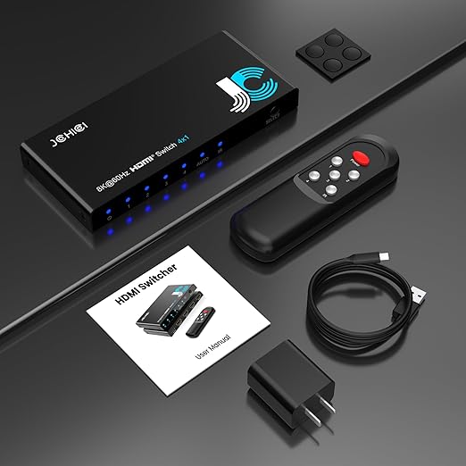 HDMI 2.1 Switch 4 in 1 Out 8K@60Hz 4K@120Hz, 4 Ports HDMI Switcher Splitter - Image 7