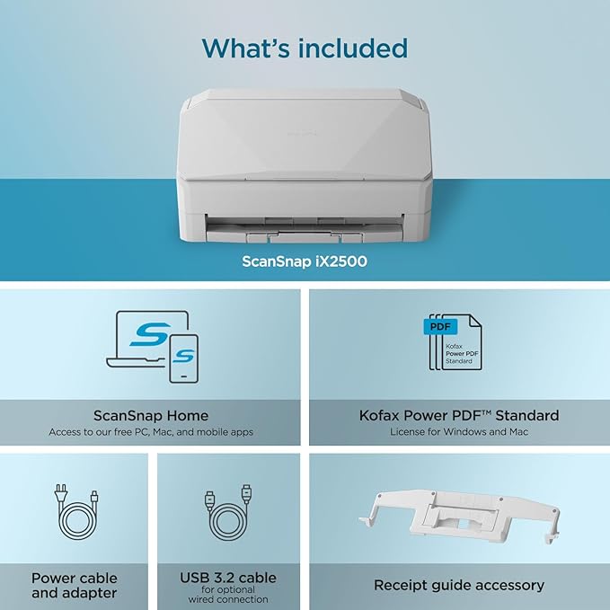 ScanSnap iX2500 Wireless or USB High-Speed Cloud Enabled Document, Photo & - Image 7