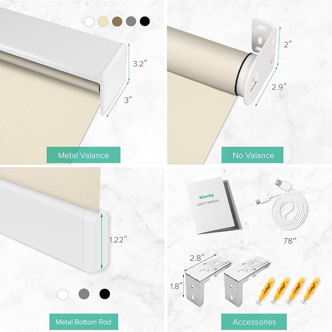 Kilonity Motorized Roller Shades, Light Filtering Remote Control Custom Window - Image 6