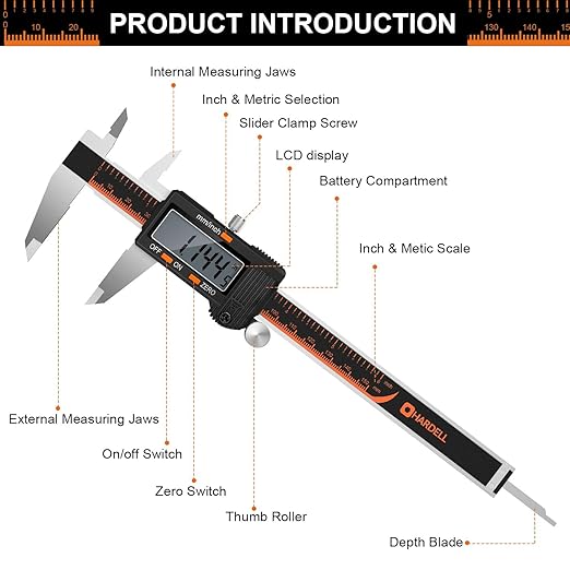 HARDELL Digital Caliper, 6 Inch Stainless Steel Caliper Measuring Tool - Image 7
