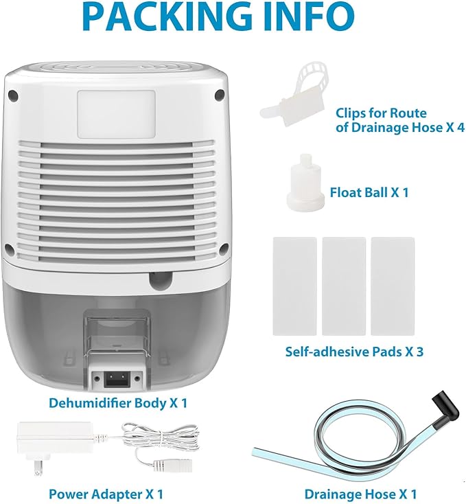 Dehumidifier with Drain Hose. Litever Small Portable Dehumidifier. Auto-OFF. - Image 8