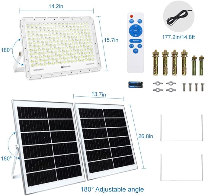 TINSUM 500W Solar Led Flood Lights Outdoor, 28000 Lumens Solar Security Street - Image 7