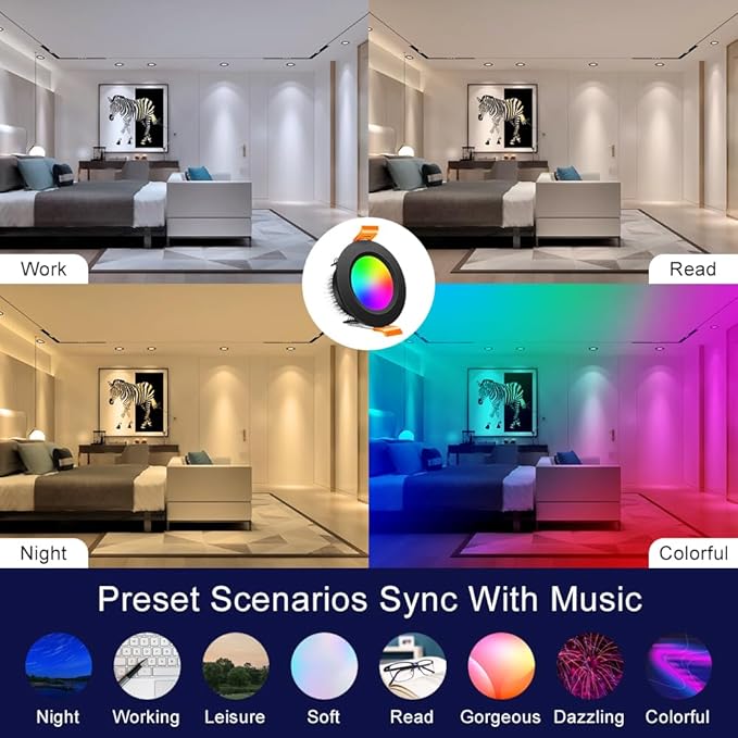 inShareplus 2 Inch Smart Recessed Lighting, WiFi Black LED Downlight 5W 120V - Image 7
